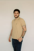 Camisa Polo Lisa Elastano Com Bolso E Punho