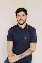 Camisa Polo Lisa Elastano Com Bolso E Punho