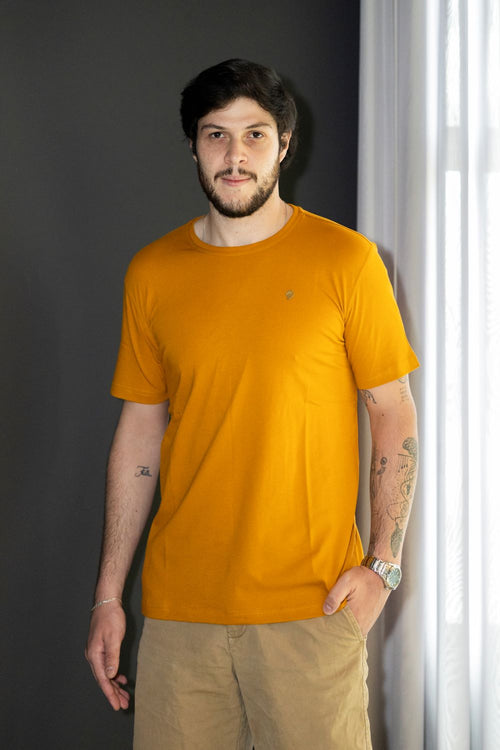 Camisa Gola Redonda Lisa Elastano - Laranja