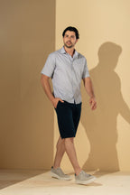 Camisa JUAN Listrado Manga Curta 100% Algodão