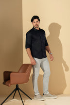 Camisa Tecido Gales Cetim Strech Slim.