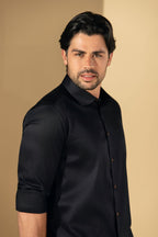 Camisa Tecido Gales Cetim Strech Slim.