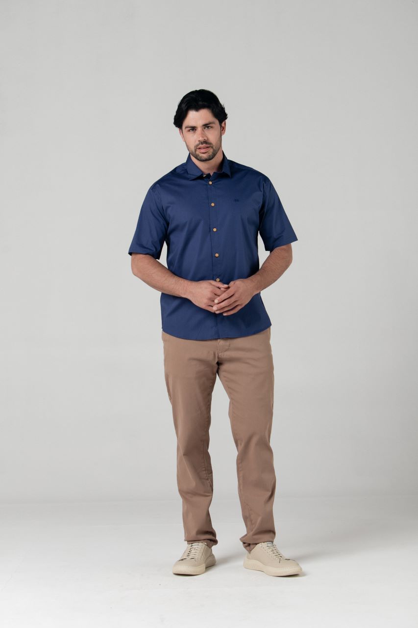 Camisa Tecido Ravel Strech Manga Curta  Elastano