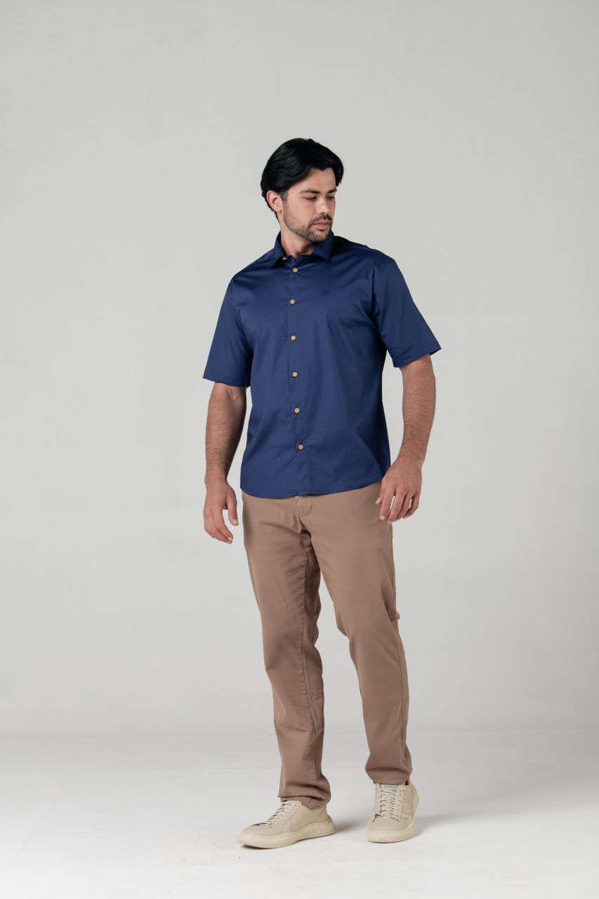 Camisa Tecido Ravel Strech Manga Curta  Elastano