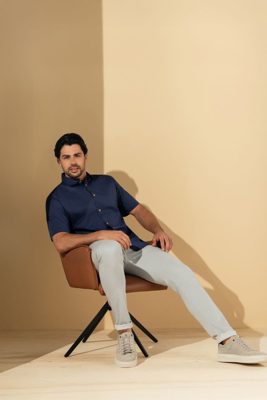 Camisa Tecido Ravel Strech Manga Curta  Elastano