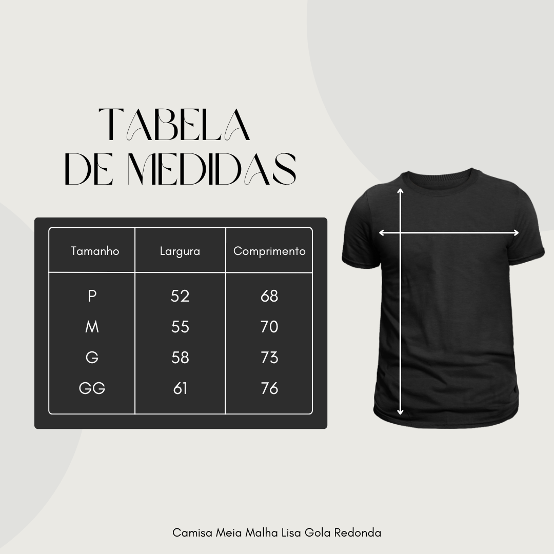 Camisa Meia Malha Lisa Gola Redonda - Preto